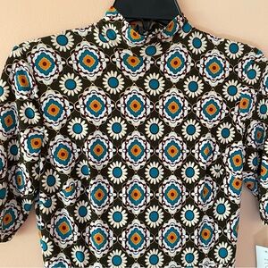 Donna Morgan Geo Print Mock Neck Dress